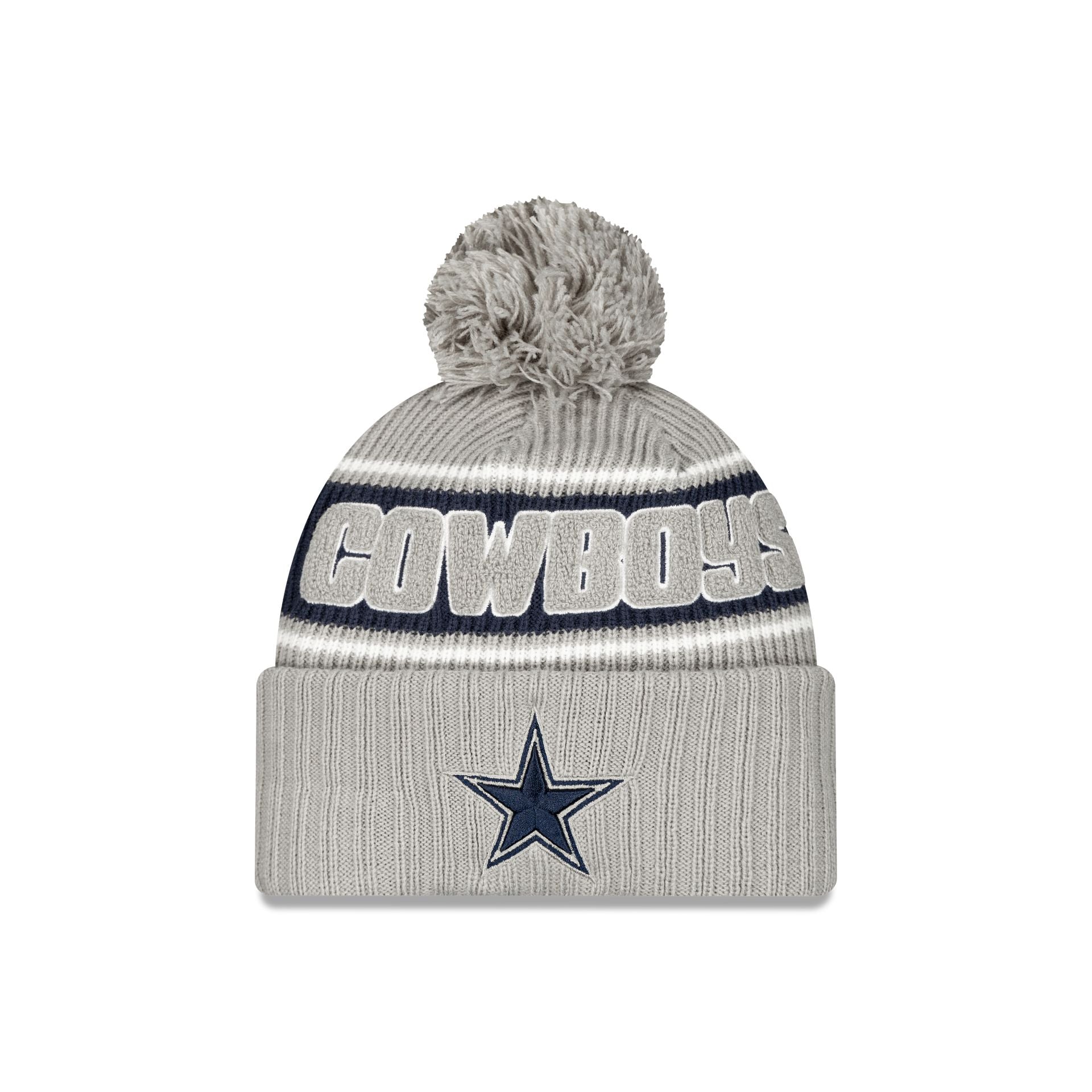 Dallas Cowboys 2024 Cold Weather Gray Pom Knit Hat