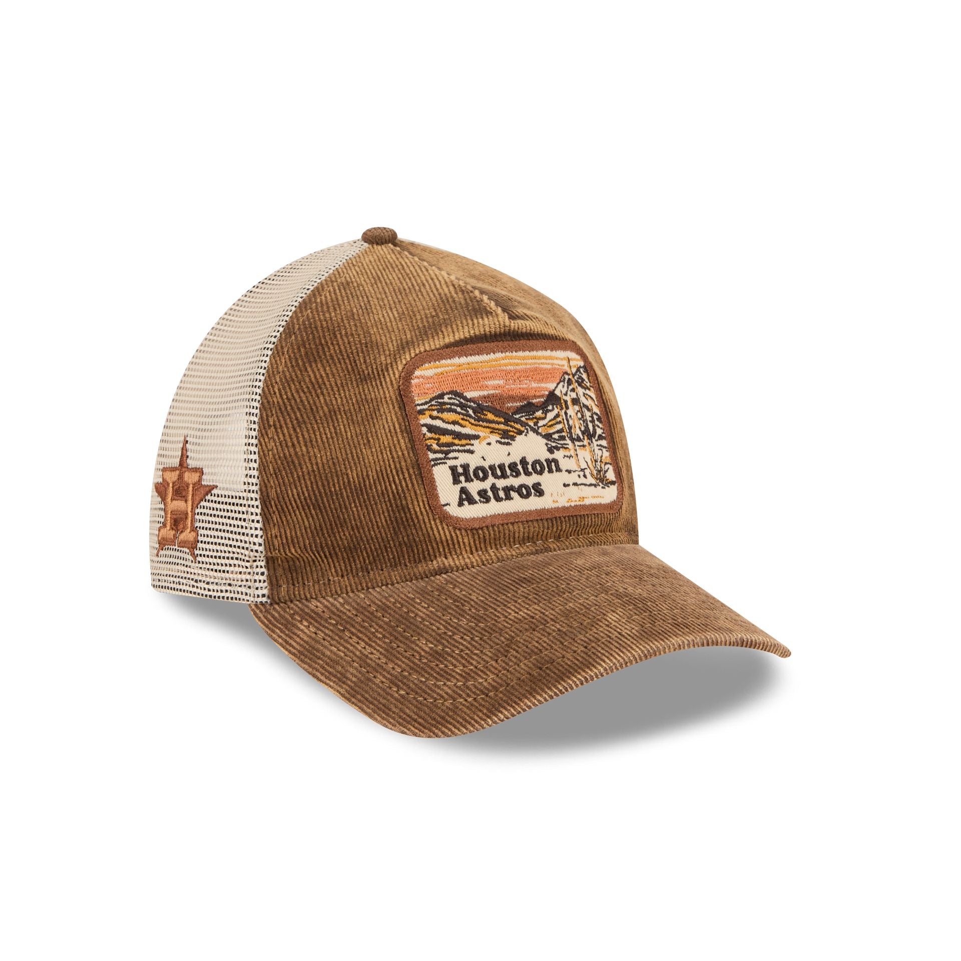 Houston Astros Vintage Landscape Brown 9TWENTY A-Frame Trucker Hat