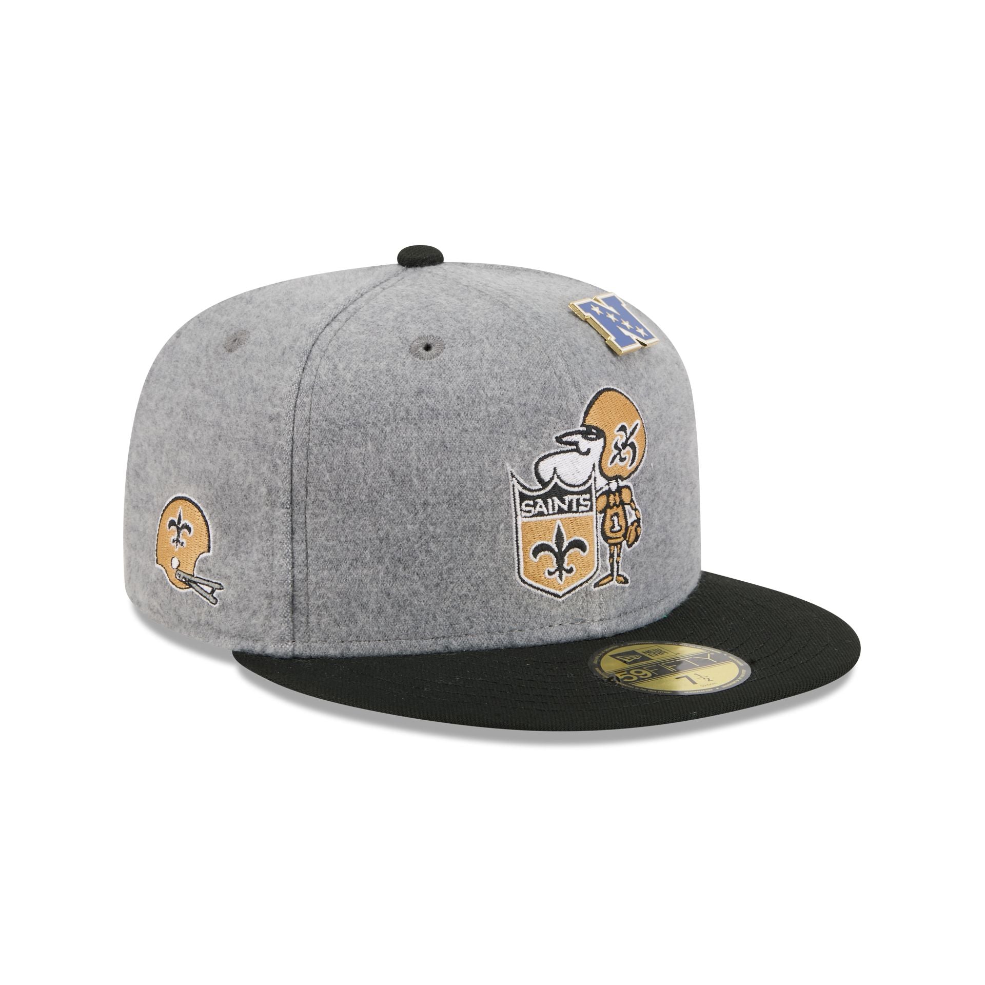 New Orleans Saints Heather Gray Wool 59FIFTY Fitted Hat