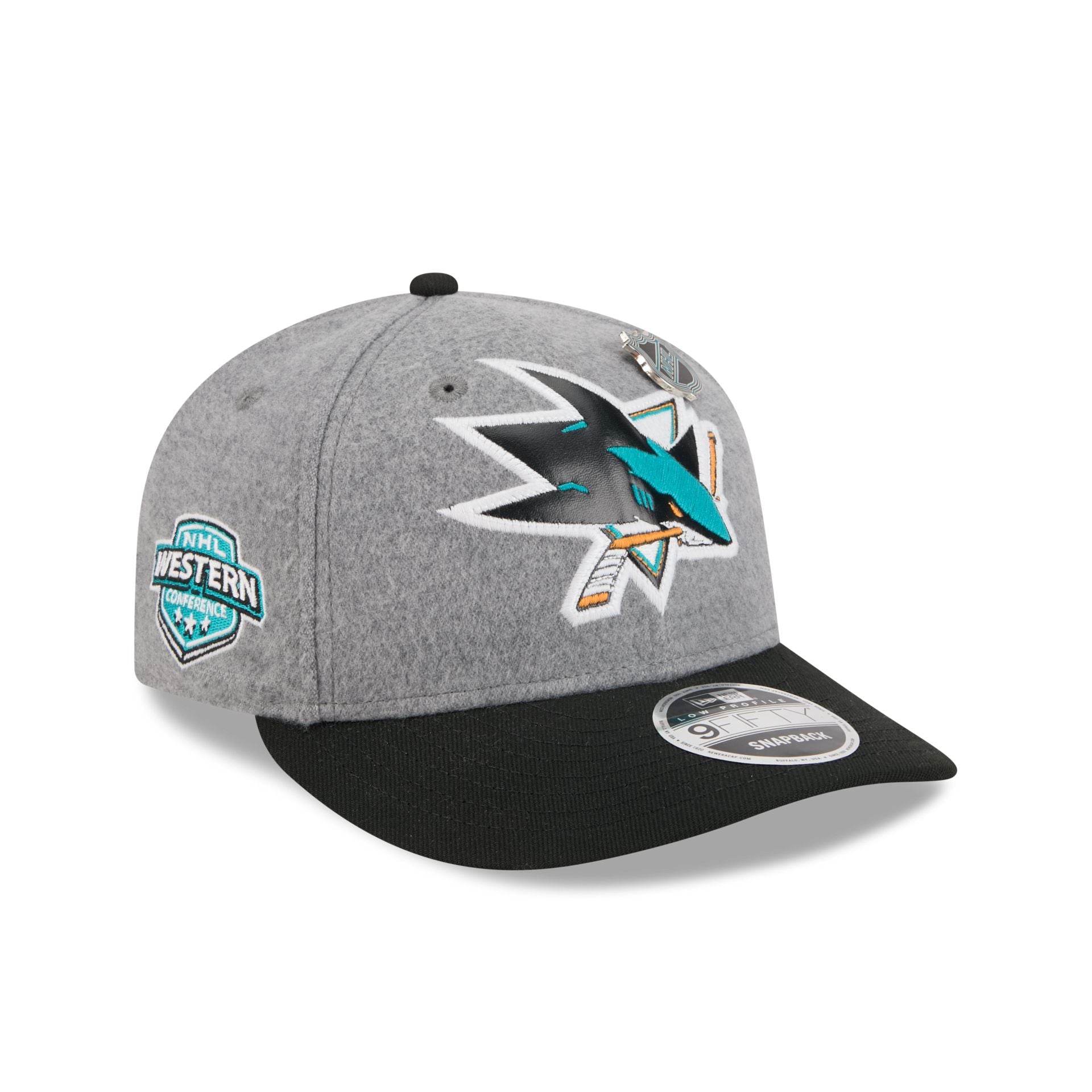 San Jose Sharks Heather Gray Wool Low Profile 9FIFTY Snapback Hat