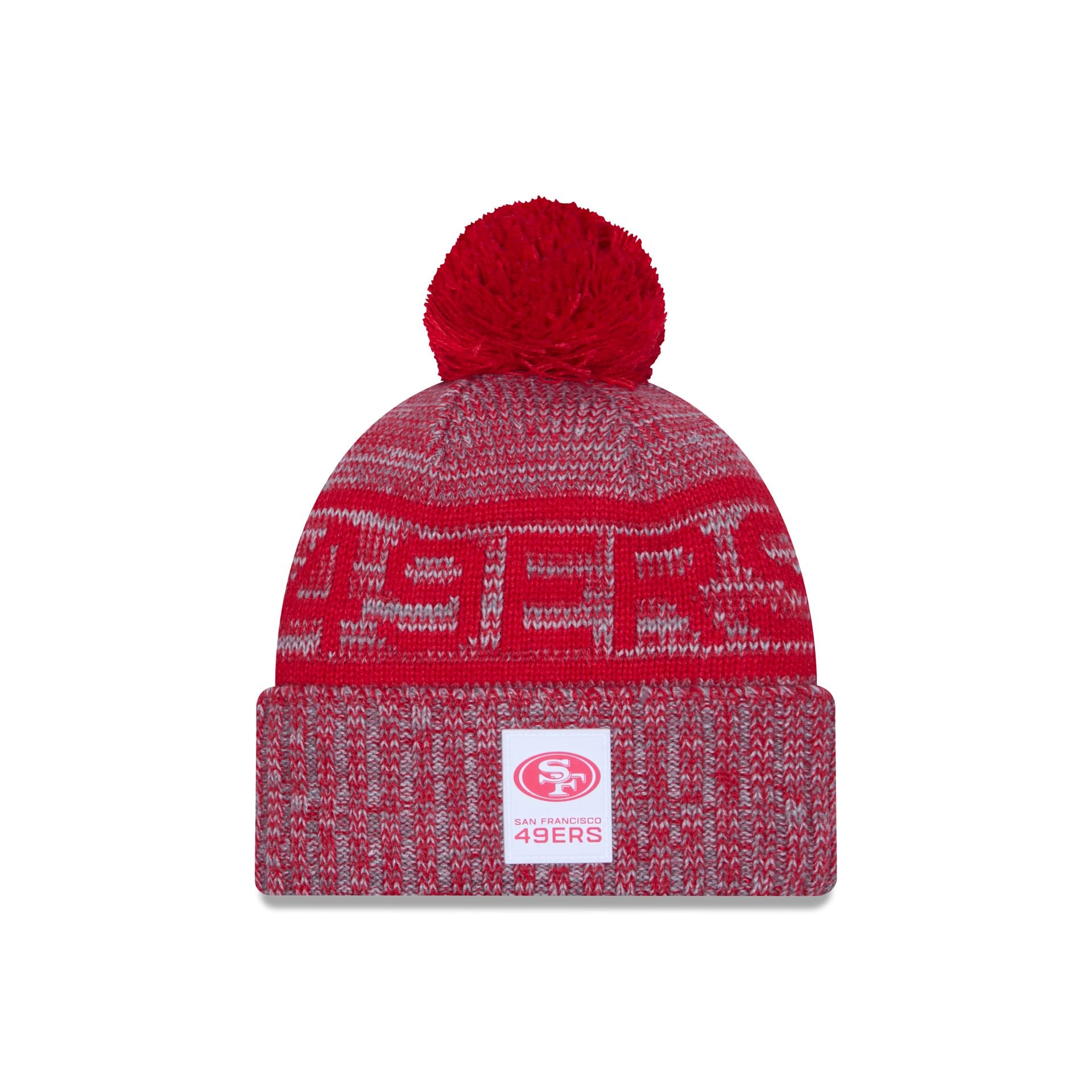 San Francisco 49ers 2025 Sideline Cold Weather Gray Pom Knit Hat