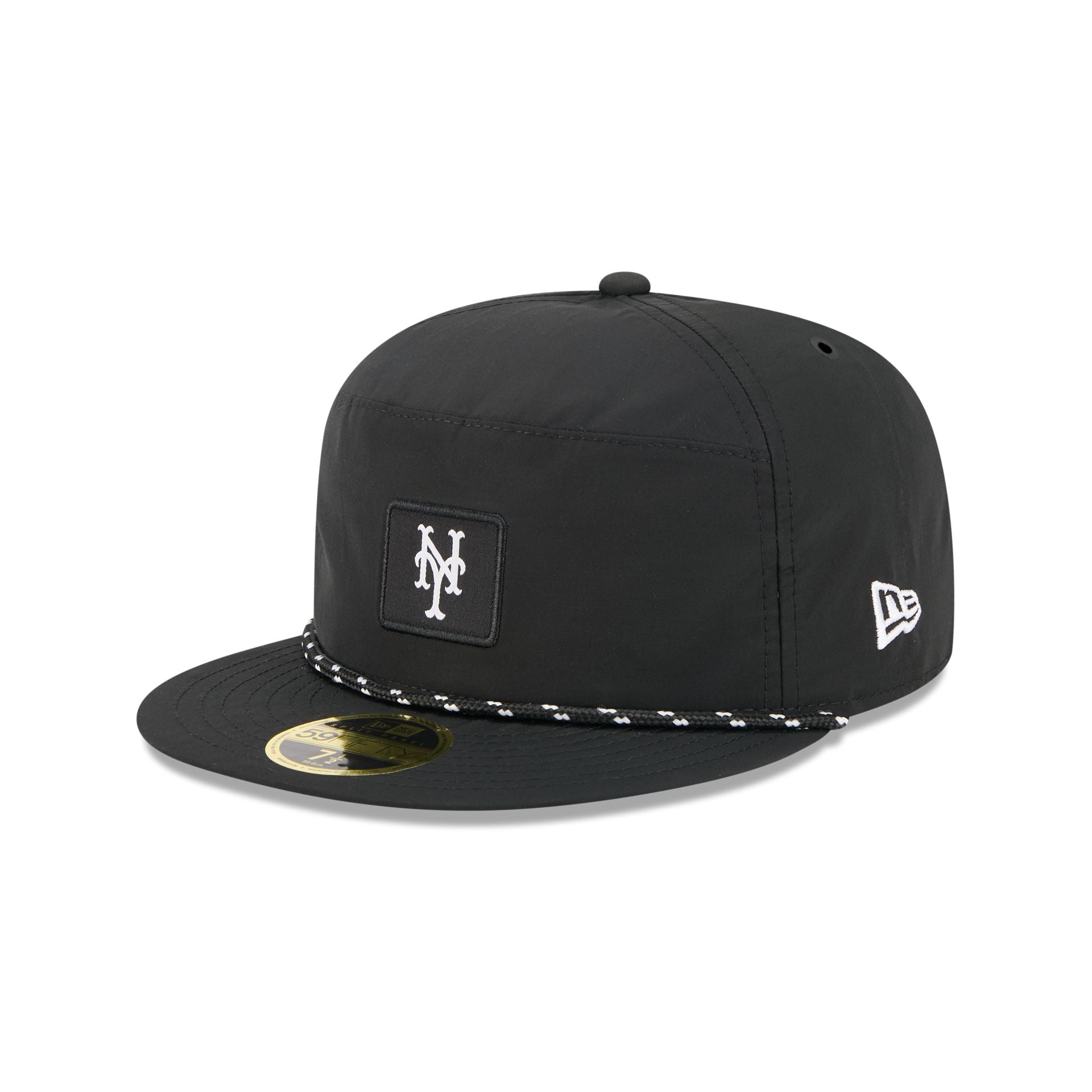 New York Mets Black Poly Rope Split Panel 59FIFTY Fitted Hat