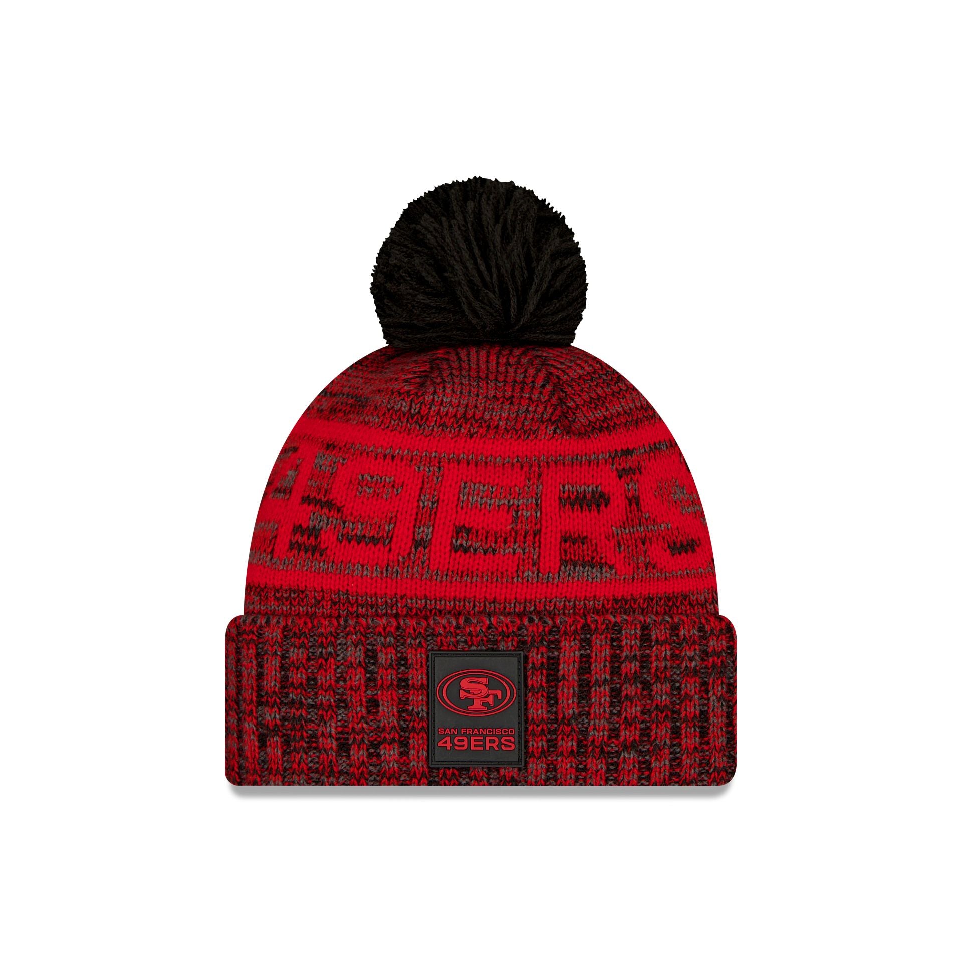 San Francisco 49ers 2025 Sideline Cold Weather Black Pom Knit Hat