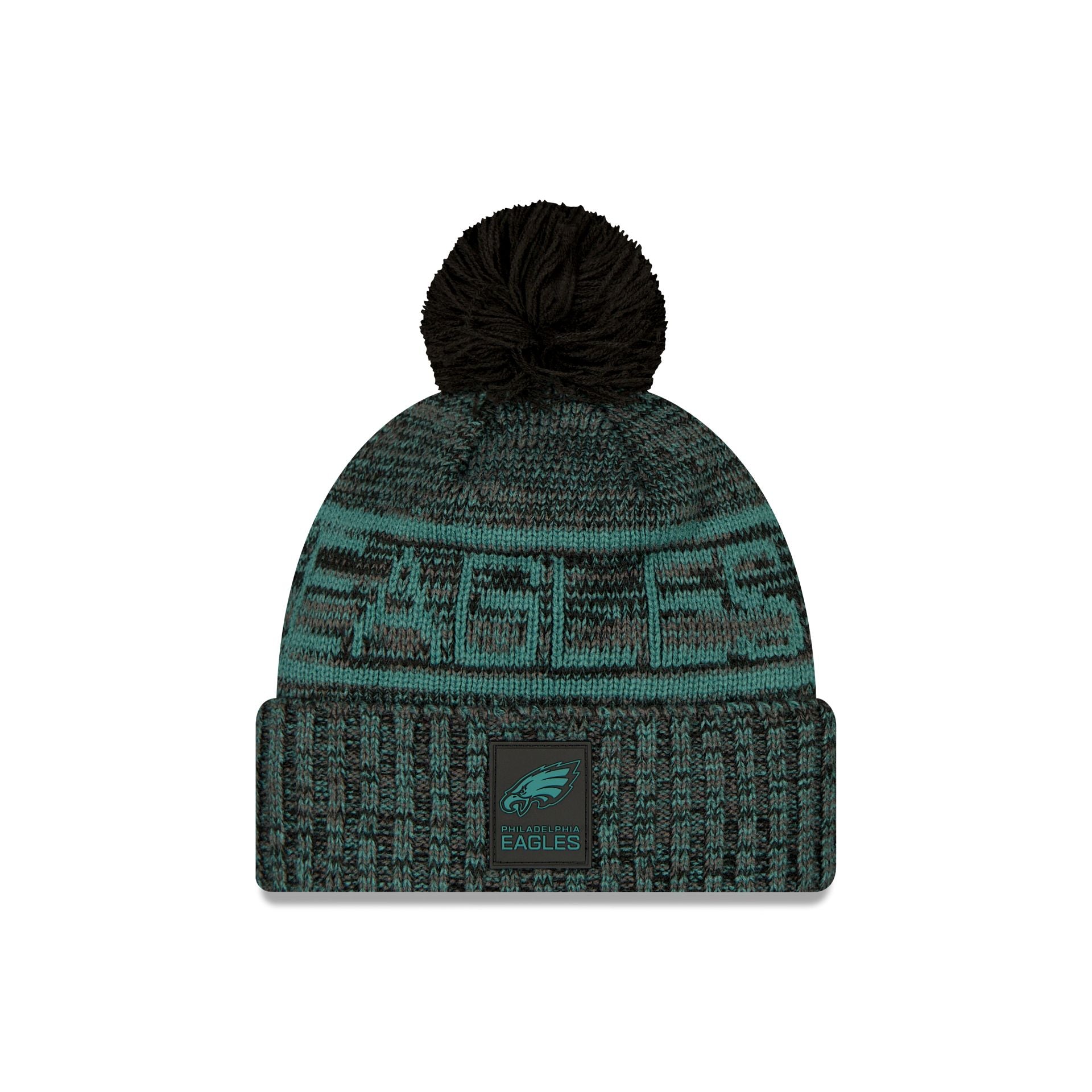 Philadelphia Eagles 2025 Sideline Cold Weather Black Pom Knit Hat