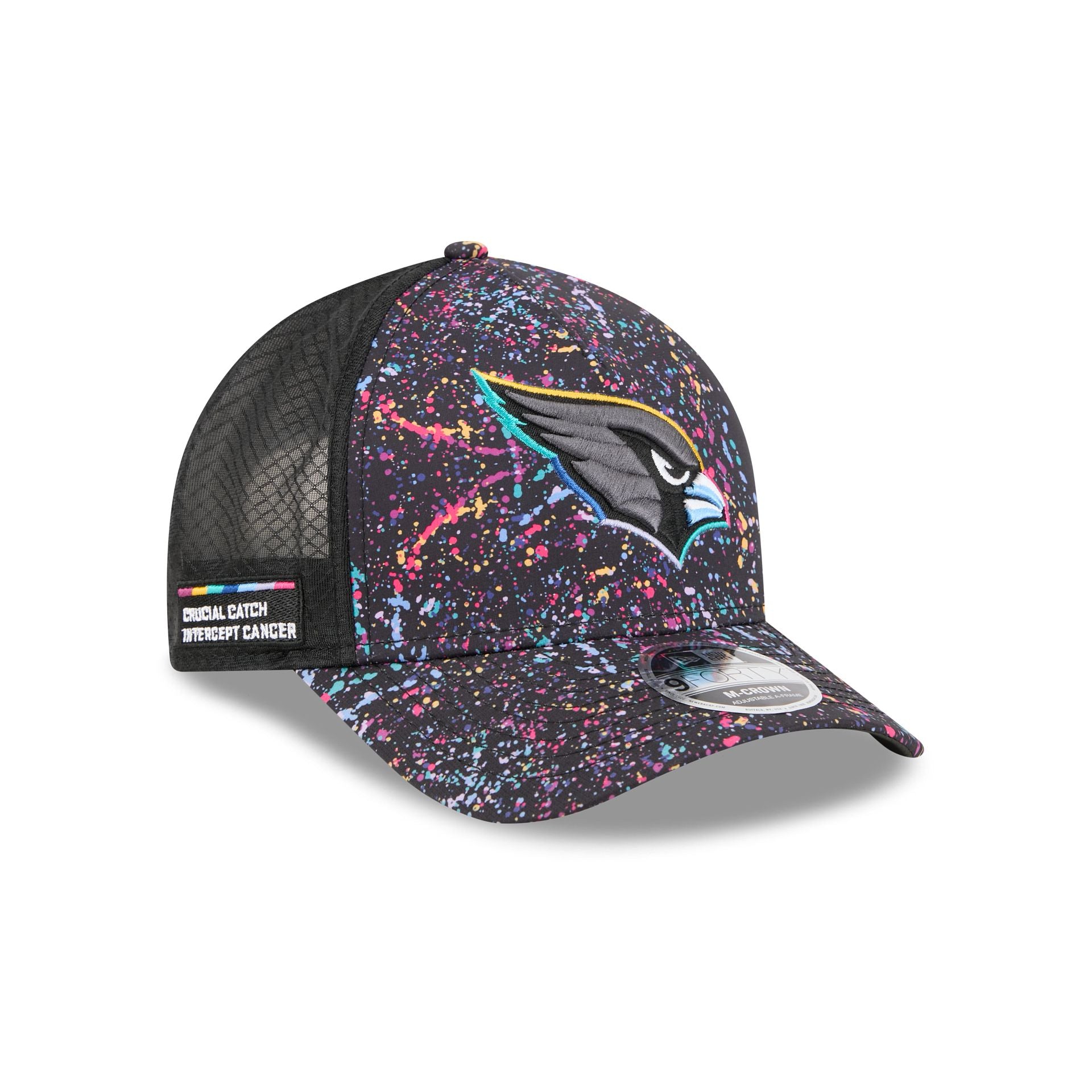 Arizona Cardinals 2025 Crucial Catch 9FORTY M-Crown A-Frame Trucker Ha