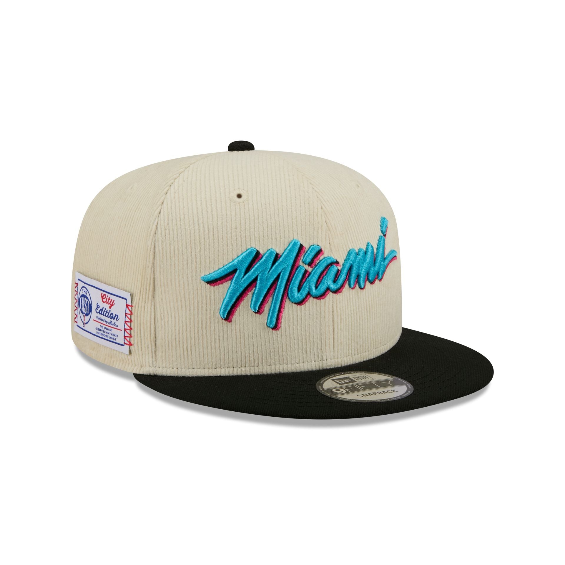 Miami Heat 2025 City Edition Chrome White Corduroy 9FIFTY Snapback Hat