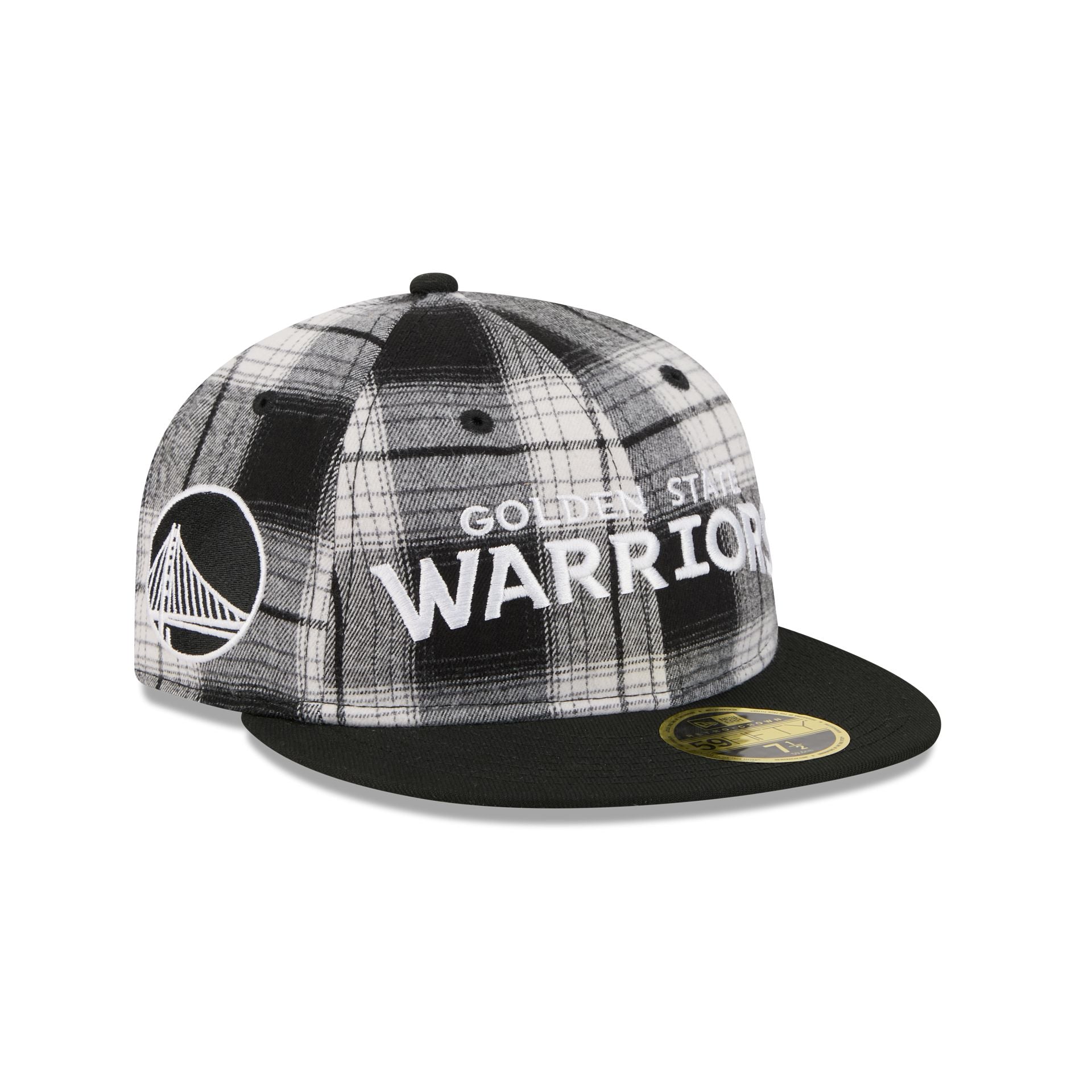 Golden State Warriors Grunge Plaid Retro Crown 59FIFTY Fitted Hat