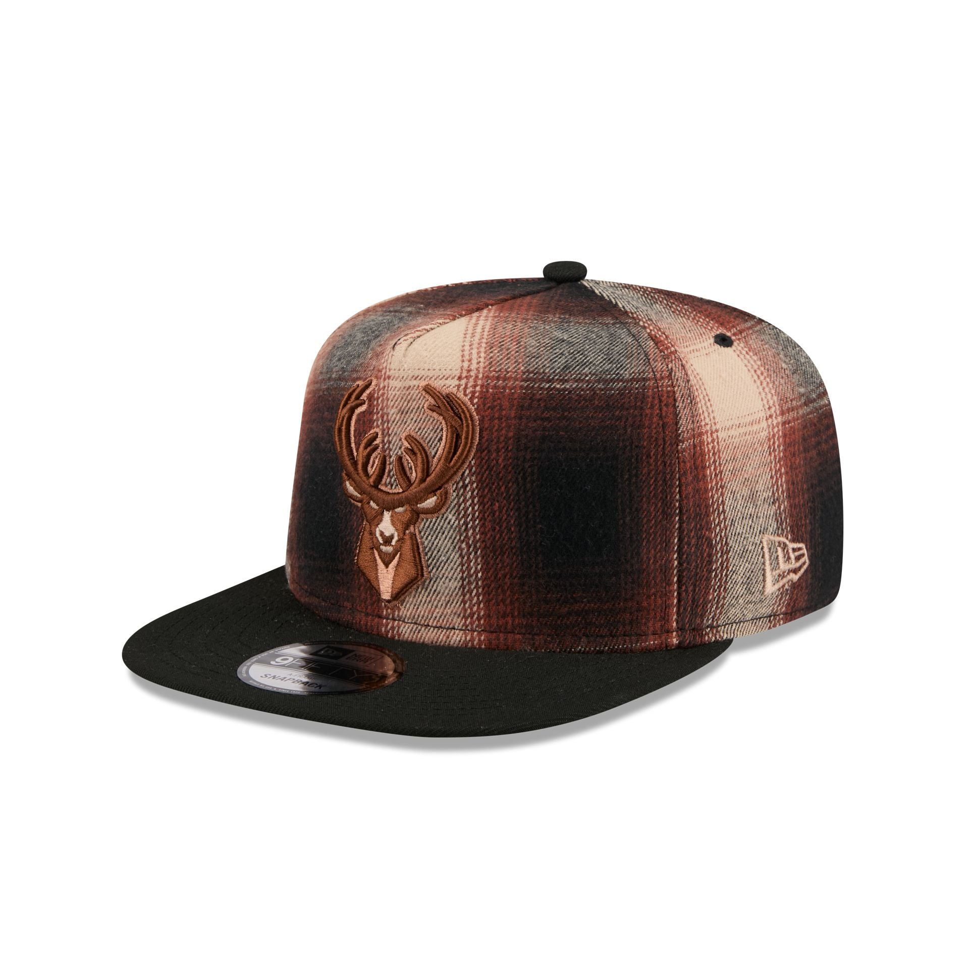 Milwaukee Bucks Grunge Plaid 9FIFTY A-Frame Adjustable Hat